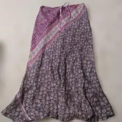 花柄 フレアスカート パープル系