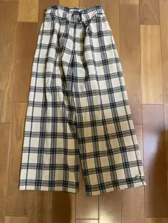 GU チェック柄 ワイドパンツ 150cm