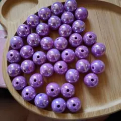 パープル光沢ビーズ約40個セット