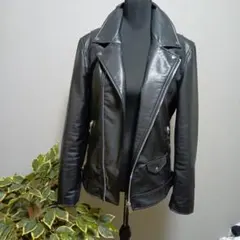 フェイクレザー　ブラック ダブルライダースジャケット