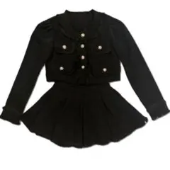 セットアップ / コーデュロイ / 韓国 / ブラック / 黒/ボックスプリーツ