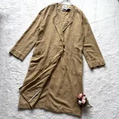 ZARA◇リネン混　ロングコート　ガウン　羽織り　ベージュ　XS　春夏 シンプルのサムネイル