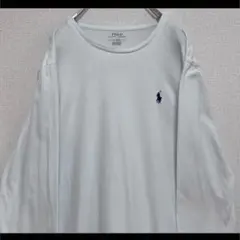 ポロ ラルフローレン ロンT Tシャツ 長袖 ホワイト 紺ポニー刺繍 M