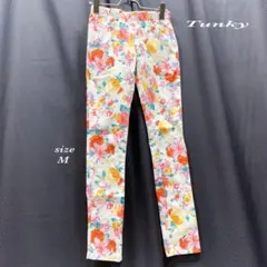 Tunky (M) 花柄 スリム スキニーパンツ ウエストゴムのサムネイル