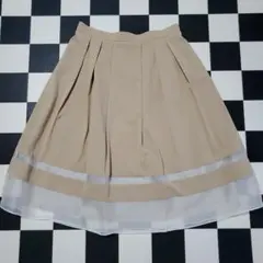 東京ソワール ベージュ フレアスカート シフォン Lのサムネイル