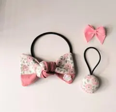 バイカラー.リボンヘアゴム