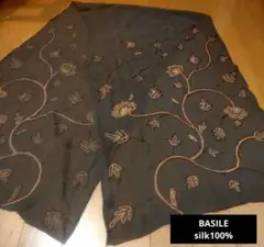 BASILE 刺繍入りストール☆シルクロングストール