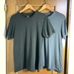 【2着セット】UNIQLO スーピマコットンクルーネックTシャツ 黒 ネイビー