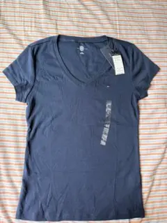 TOMMY HILFIGER Vネック Tシャツ ネイビー L
