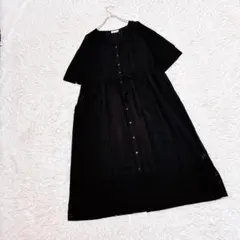【LEPSIM】　半袖ワンピース　（Ｆ）　羽織　Ｖネック　透け感　ゆったり　黒