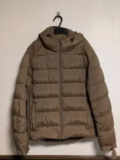 【美品】ユニクロ ダウンジャケット ブラウン Lサイズ フード付き