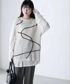 ニュアンス柄 ラインメッシュベスト