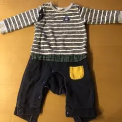 ストライプ柄ロンパース・カバーオール