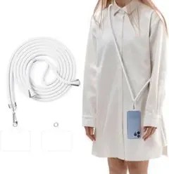 スマホストラップ ネックストラップ 透明タグパッチ3枚入り ホワイト