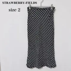 ストロベリーフィールズ◇ブロックチェック タイトスカート M 紺 白 上品 綺麗のサムネイル