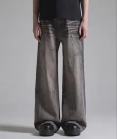 GRANCY シームデザインワイドストレートデニムパンツ Sサイズ ブルー