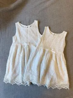 ホワイトレースノースリーブワンピース 100cm 2点セット　H&M 姉妹コーデ