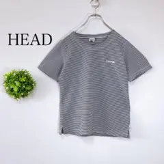 HEAD 【L】半袖 ボーダー Tシャツ ロゴ刺繍　ブラック　ホワイトのサムネイル