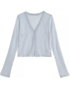 シアーリブニットショート丈カーディガン[sd071]