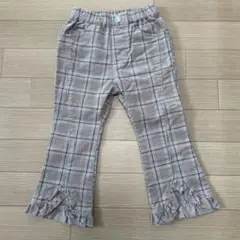 スラップスリップ　チェックパンツ　100 リボン　フリル　ベージュ　美品