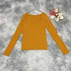 スピックアンドスパン（F）長袖 リブニット プルオーバー ボートネック ウール混