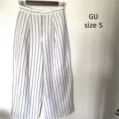 GU ストライプワイドパンツ