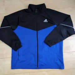 【美品】adidas ジップアップジャケット 青/黒　ジャージ　150サイズ