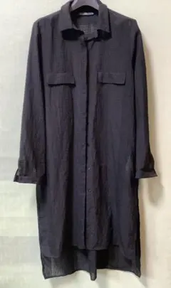 ZARA 透かし柄　アシンメトリー　サイドスリット　ロングシャツ　新品