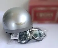 CROSS CR-661 ハーフヘルメット ゴーグルセット シルバー LL新品 