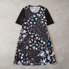 美品✨LEONARD レオナール ワンピース 花柄 コスメ柄 トリム 黒 - メルカリ