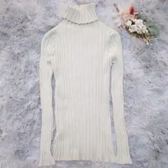 【フィフス】fifth (M) タートルネック 長袖 リブニット カットソー