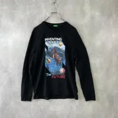 【ベネトン】長袖プリントTシャツ ロンT ブラック Lサイズ フロントプリントのサムネイル