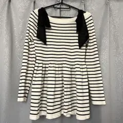 INGNI ストライプ ボーダー リボン リブ ニット トップス Mサイズ