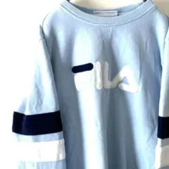 フィラ FILA ライトブルー ロゴ刺繍 トレーナー スウェット 水色 古着