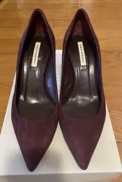 美品　ファビオルスコーニ　パープルスエードパンプス