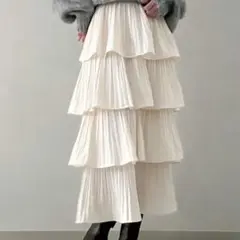 SpRay プリーツティアードフリルロングスカート