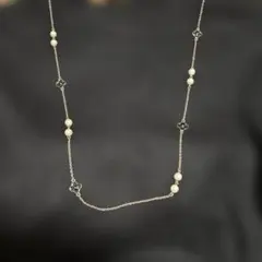 ゴールド ビーズ フラワーモチーフ ネックレス