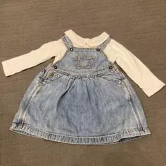 babyGAPデニムジャンバースカート長袖トップスセット♡18-24months