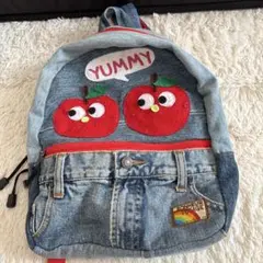 リンゴ刺繍デニムリュック