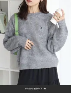 新品未使用タグ付★U.S. POLO ASSN.ロゴ刺繍 クルーネックラメニット