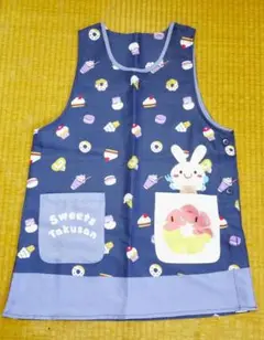 スイーツ柄エプロン ウサギキャラクター付き