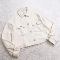ZARA ザラ　ツイードジャケット　アイボリー