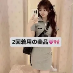 【お値下げ美品】ÉPINE PARIS ジッパーレースポロワンピース グレーのサムネイル