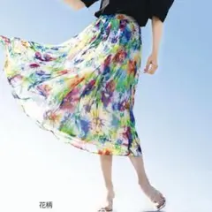 RANAN 花柄プリント　シフォンスカート　フレアロングスカート　サマー　M