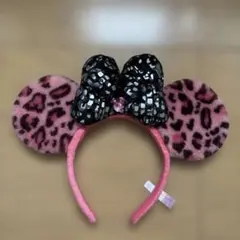 《美品》東京ディズニーリゾート ピンクヒョウ柄カチューシャ　レア品