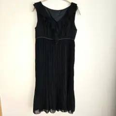 COMME CA ISM ドレス ワンピース ノースリーブ プリーツ Ｌ 黒のサムネイル