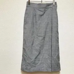 M332【ユニクロ】ロングスカート タイト チェック柄 ウエストタック 総柄