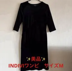 ✨美品✨INDIVIインディヴィ　ブラックワンピース　シンプル　大人綺麗
