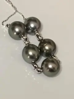 お値下げK18WG 9mmup南洋真珠(黒蝶真珠)ネックレス