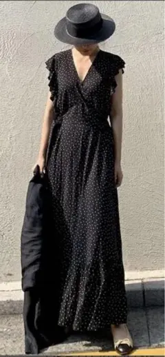 ノースリーブ ロングワンピース　Mis ドット